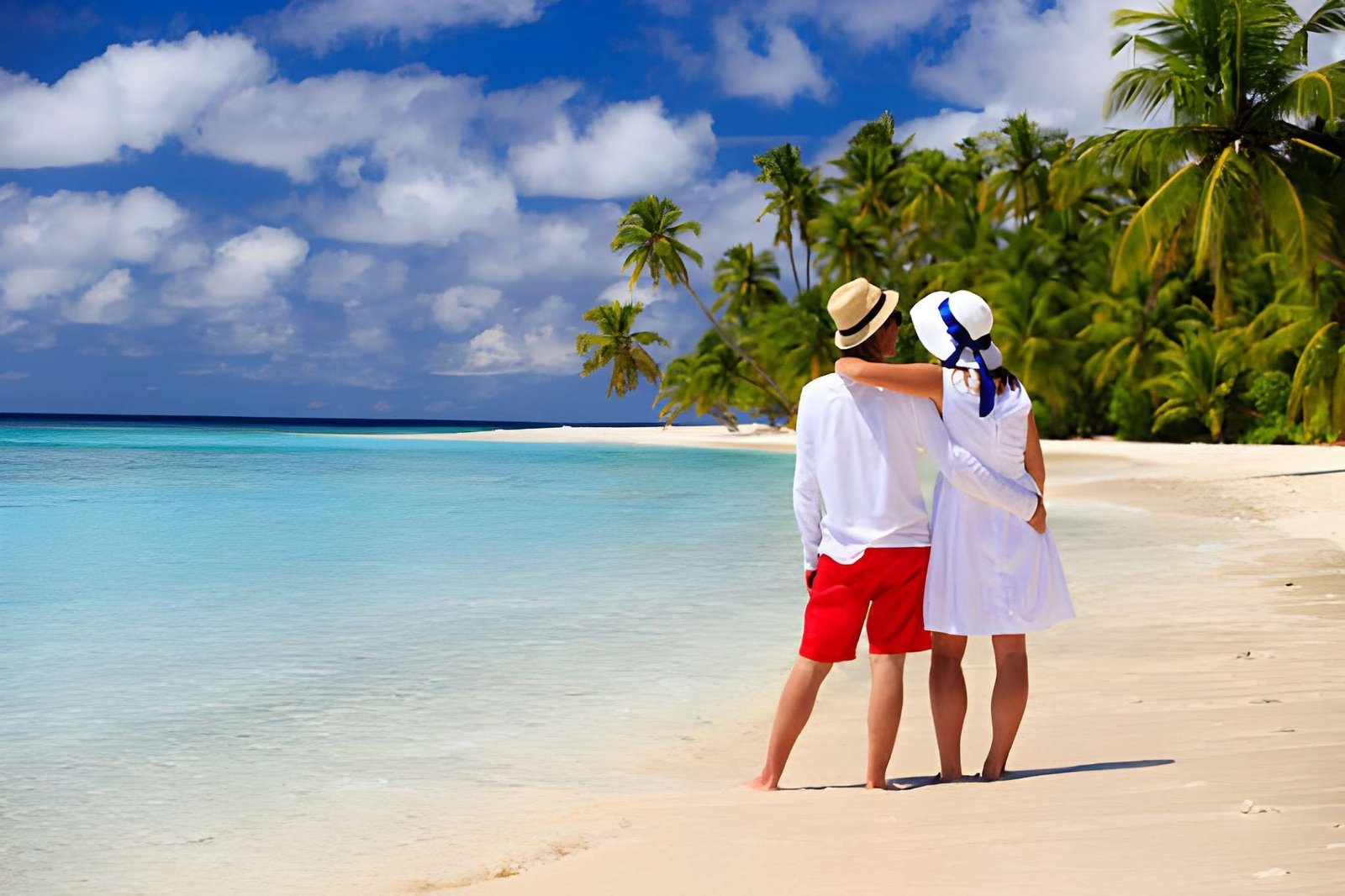 Pristine white-sand beach in Zanzibar